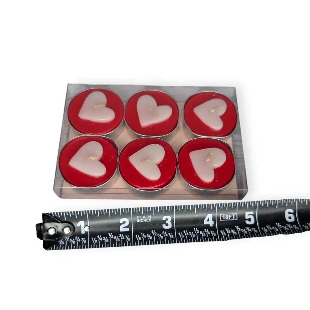 Crate & Barrel Heart-Shaped Tealight Candles Set of 6 NIB 382-649
